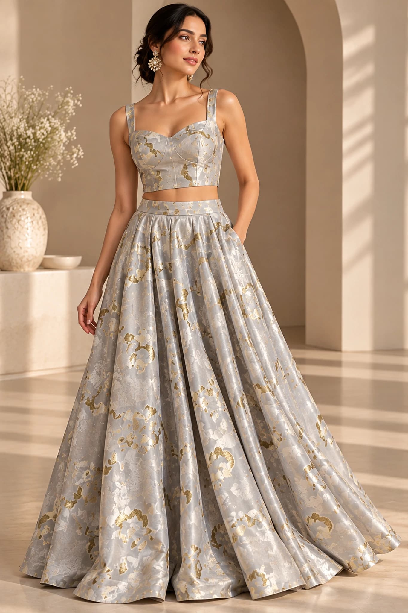 Modal Satin Jacquard Abstract Motif