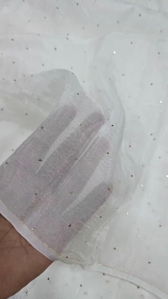 Silk Organza Badla — White