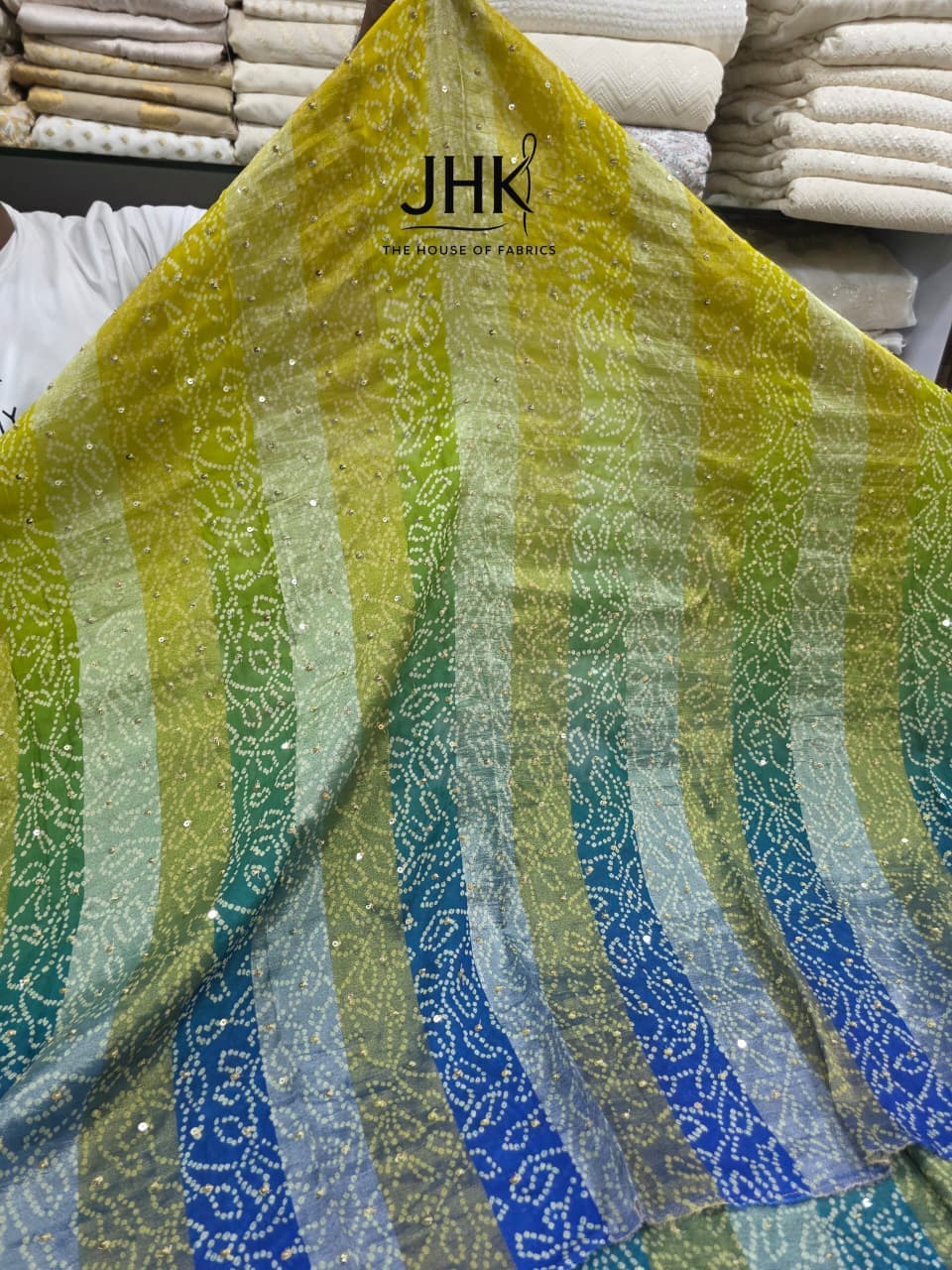 Org. Badhani Print (SxG) Patta — GREEN X ROYAL BLUE