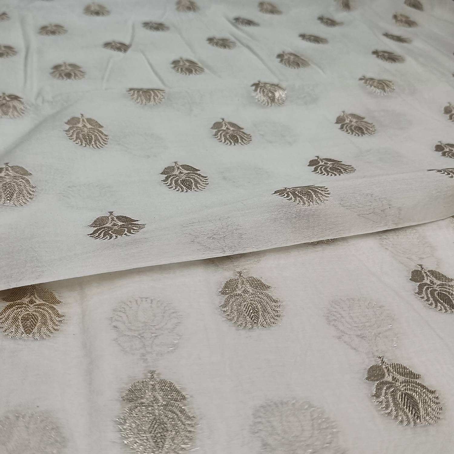 <b>Pure Chanderi Fabric with Woven Motifs | 44 Inch Width</b>