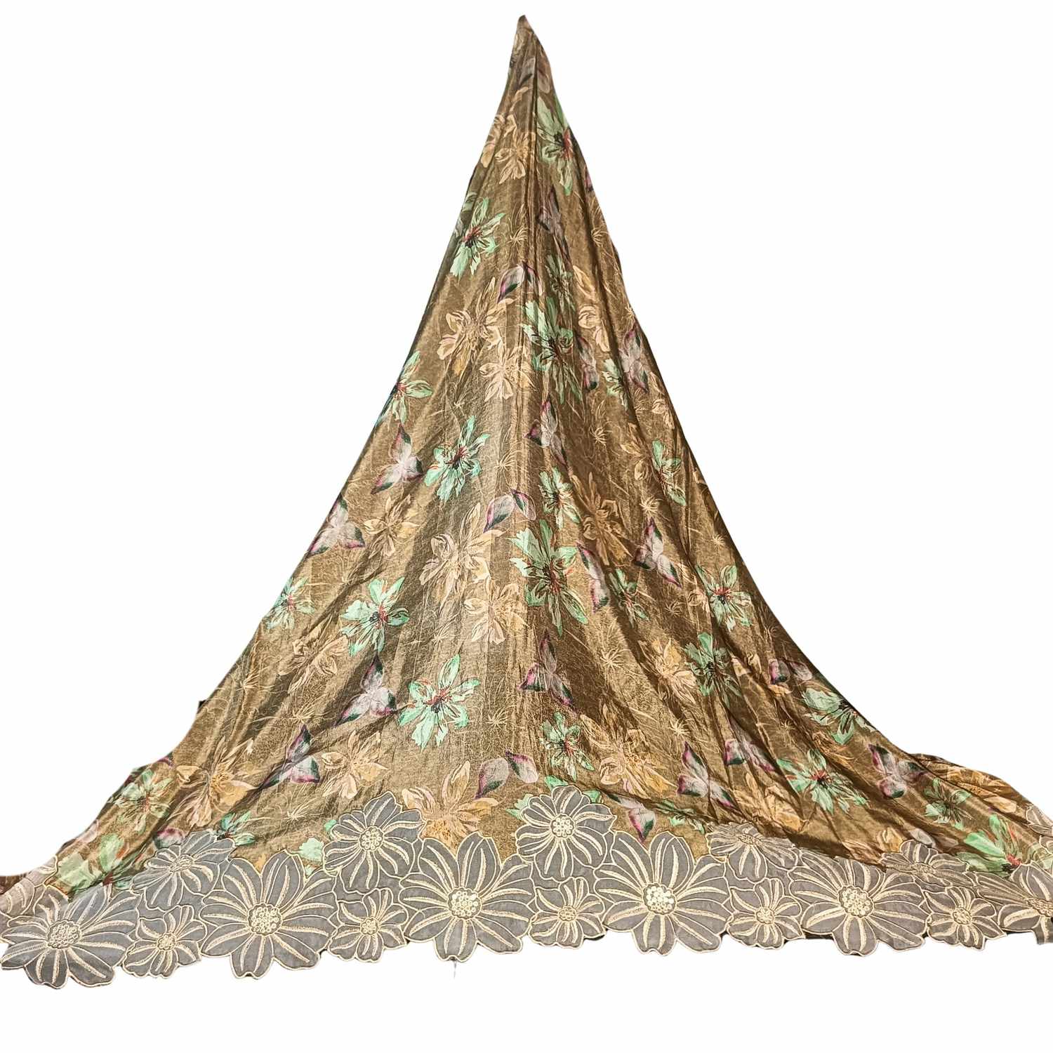 <b>Printed Tissue Applique Work Fabric Brown</b>