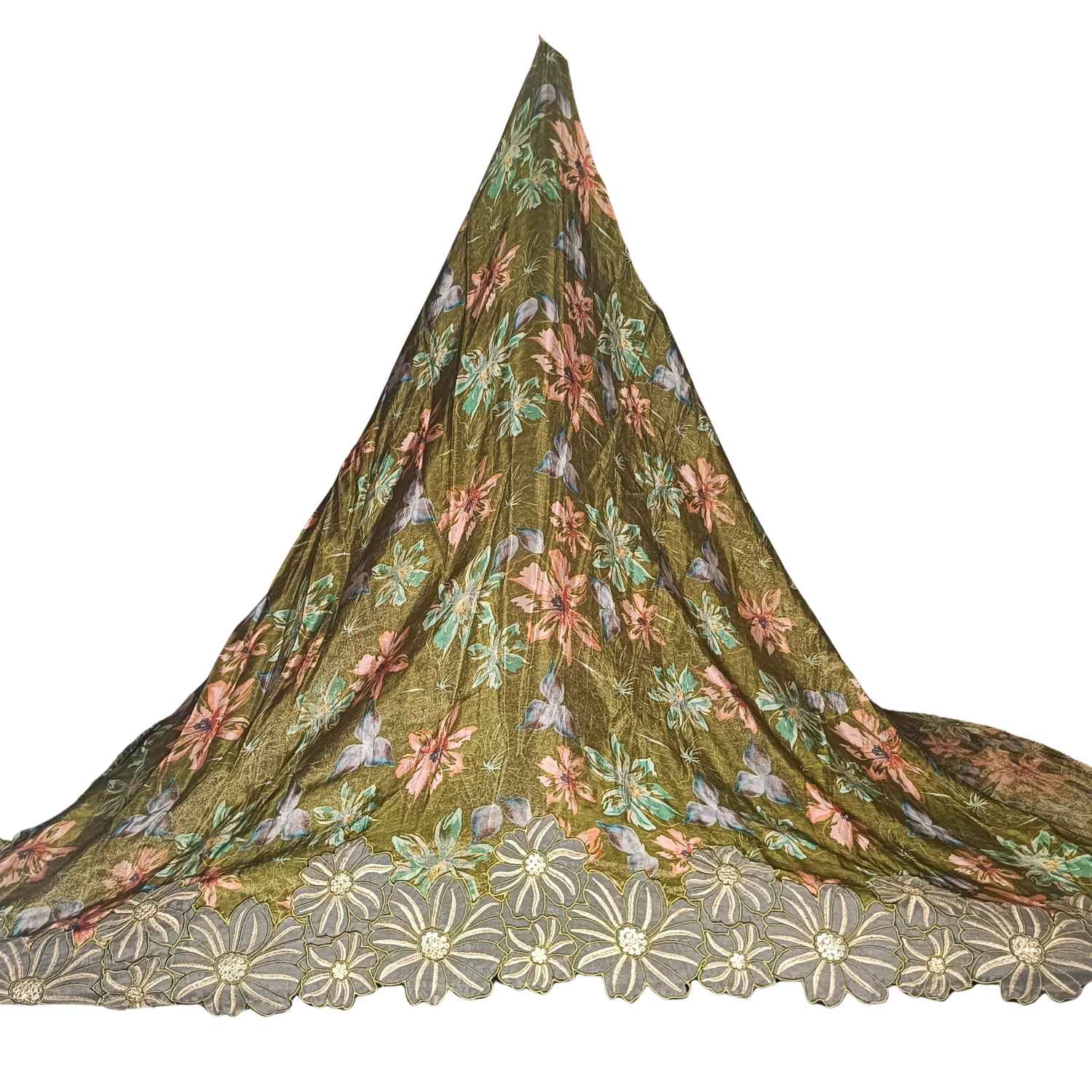 <b>Printed Tissue Applique Work Fabric Mehndi Color</b>