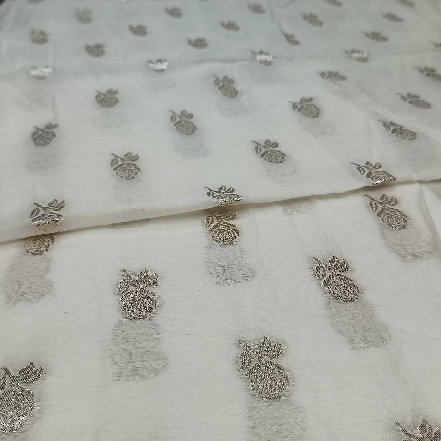 <b>Pure Chanderi Fabric with Woven Motifs | 44 Inch Width</b>